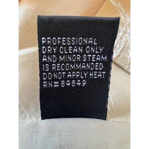 Carmen Marc Valvo Collection Tan Silver Metallic Evening Dress Like New 8 cotton - Picture 9 of 10